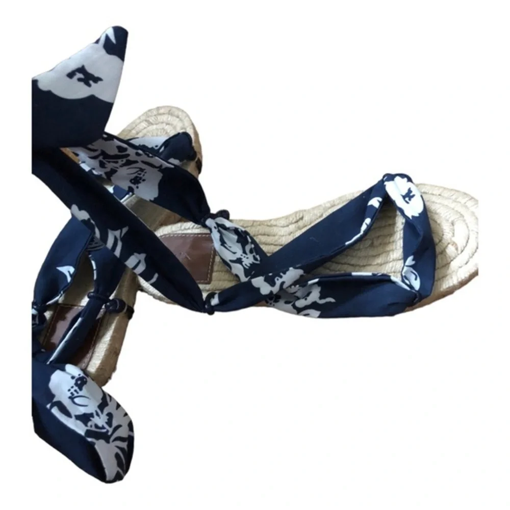 Polo Ralph Lauren made in spain blue floral ankle tie espadrilles‎ flats size 9B